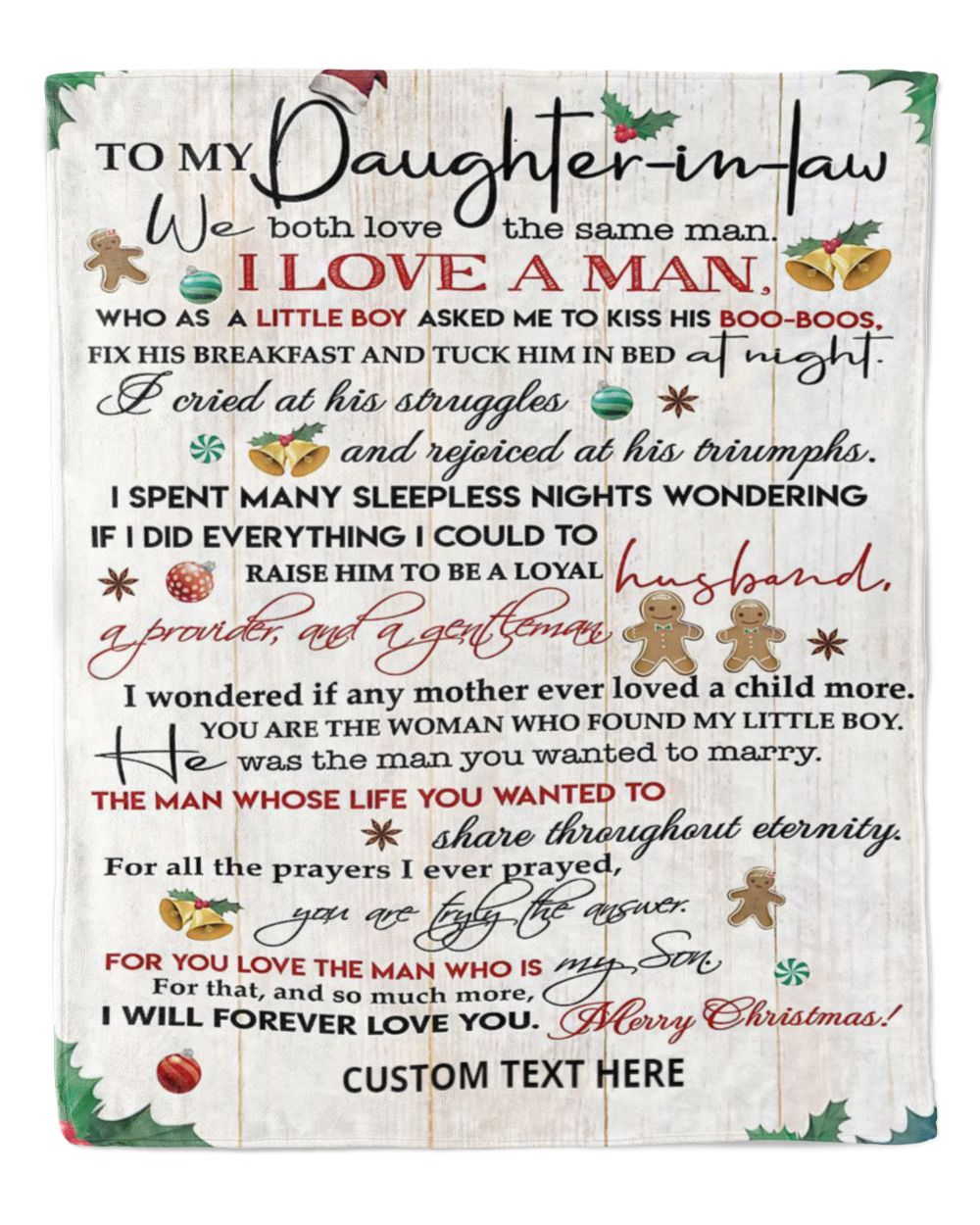 Personalized Custom To My Daughter In Law We Both Love The Same Man Love Sherpa Fleece Blanket TTH Cozy Plush Fleece Blanket