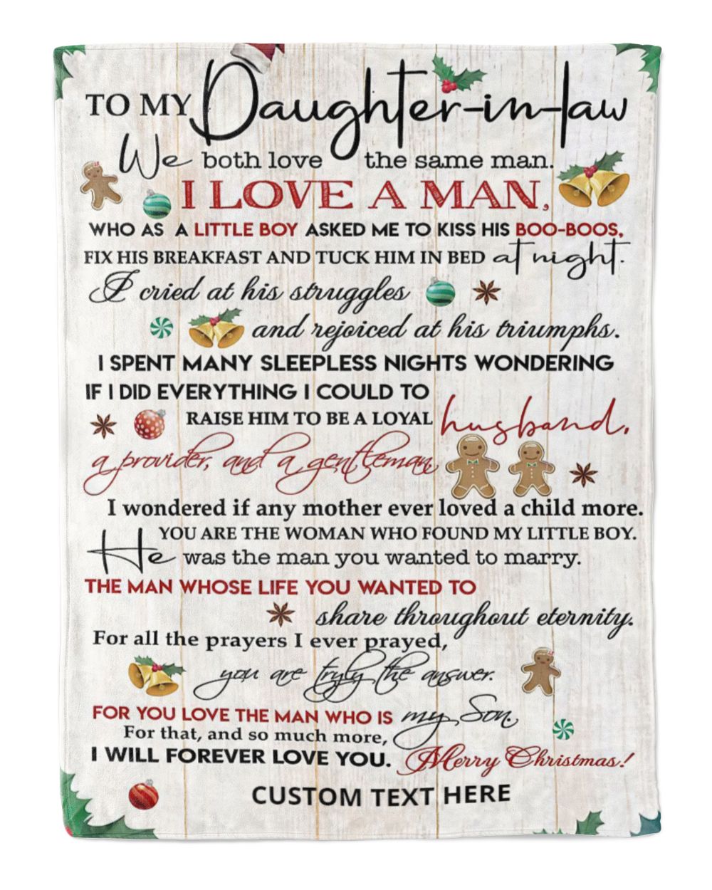 Personalized Custom To My Daughter In Law We Both Love The Same Man Love Sherpa Fleece Blanket TTH Cozy Plush Fleece Blanket