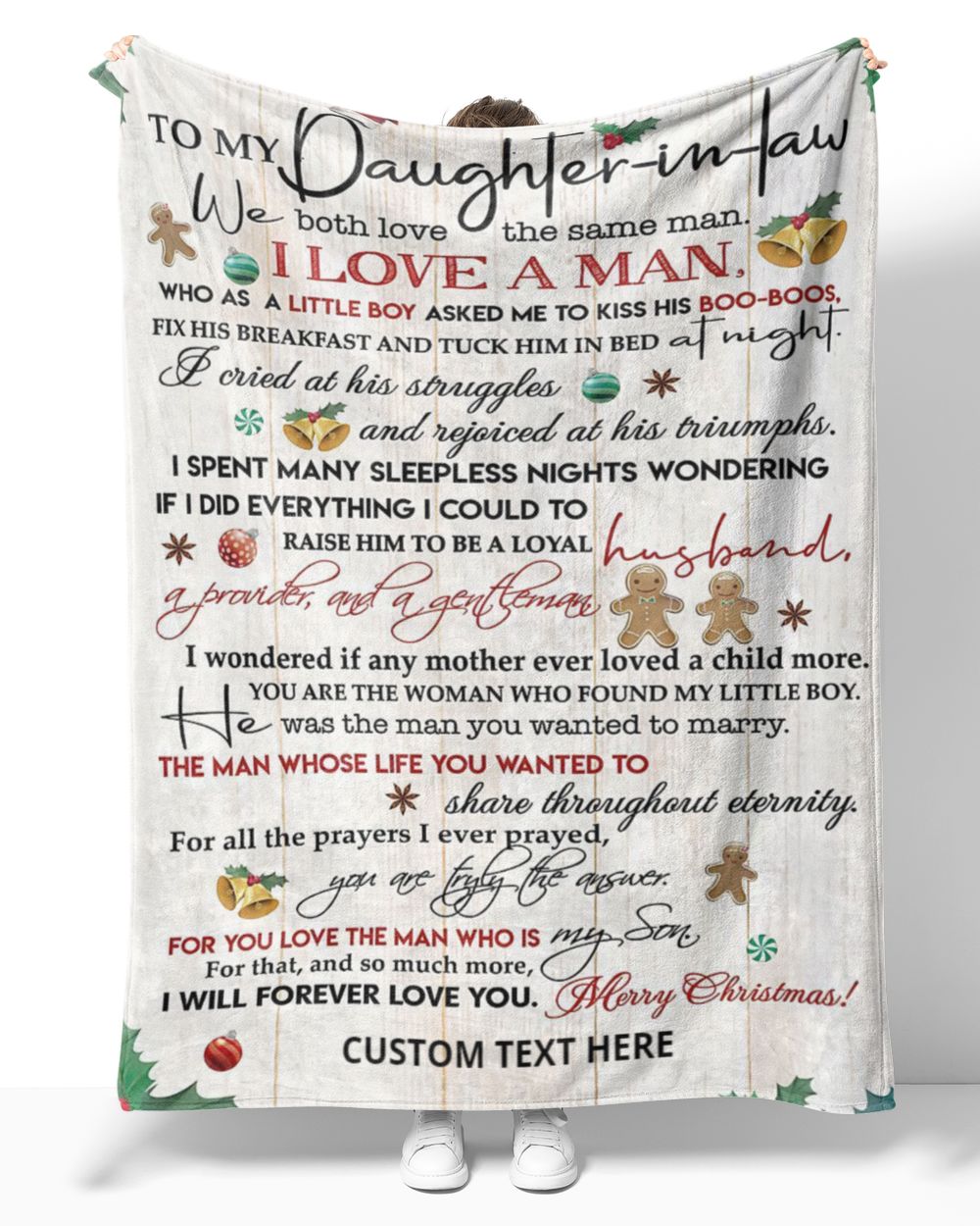 Personalized Custom To My Daughter In Law We Both Love The Same Man Love Sherpa Fleece Blanket TTH Cozy Plush Fleece Blanket