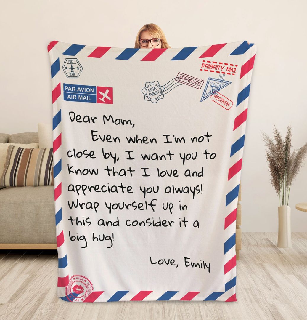 Personalized Dear Mom Letter Handwriting Sherpa Fleece Woven Blanket ...