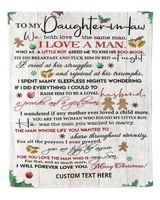 Personalized Custom To My Daughter In Law We Both Love The Same Man Love Sherpa Fleece Blanket TTH Cozy Plush Fleece Blanket