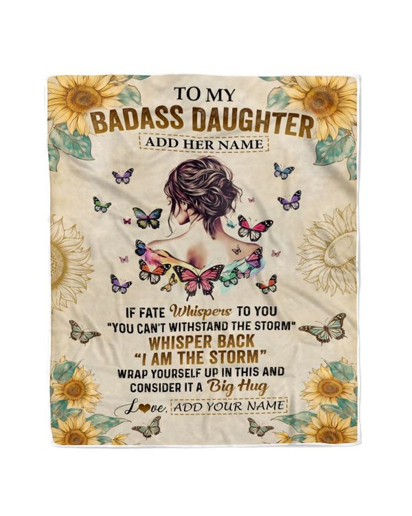 Personalized To My Badass Daughter Blanket T796