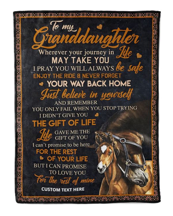 Personalized Custom To My Granddaughter Horse Wherever Your Journey In May Take You Sherpa Fleece Blanket TTH T855