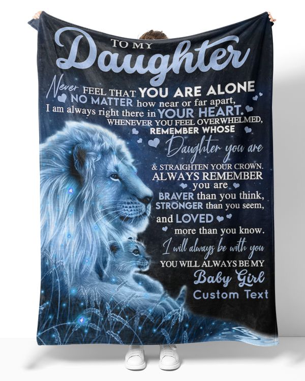 Personalized Custom To My Daughter From Dad Lion Sherpa Fleece Blanket