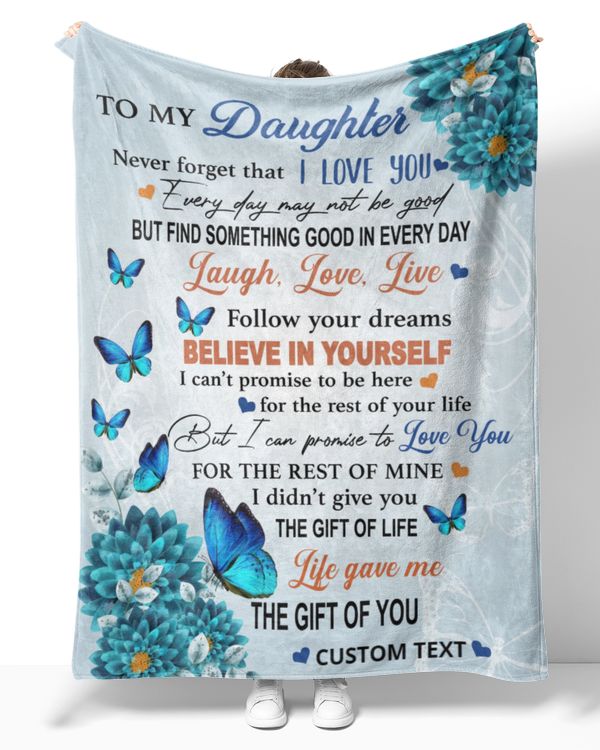 Personalized Custom To My Daughter Flower Butterfly Sherpa Fleece Blanket T803
