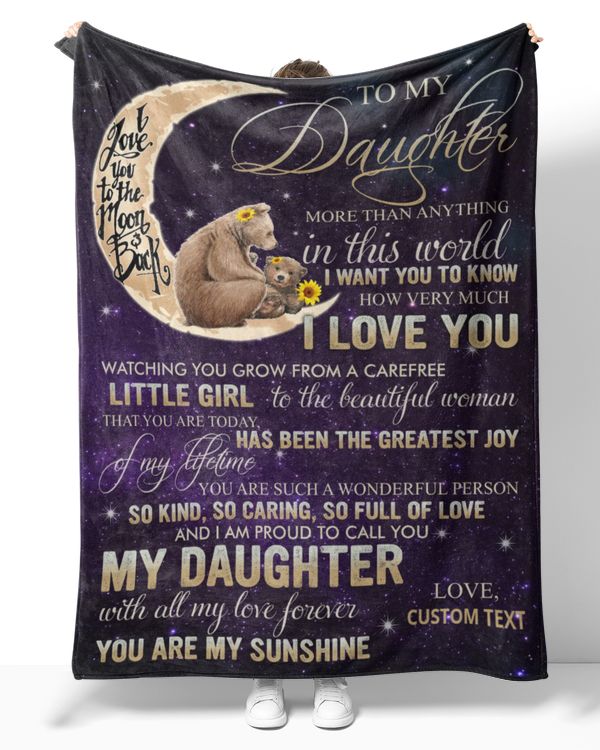 Personalized Custom To My Daughter Bear Sherpa Fleece Blanket T809