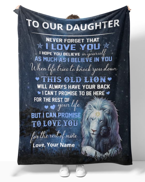 Personalized Custom To Our Daughter From Mom Dad Lion Love Dad Sherpa Fleece Blanket TTH