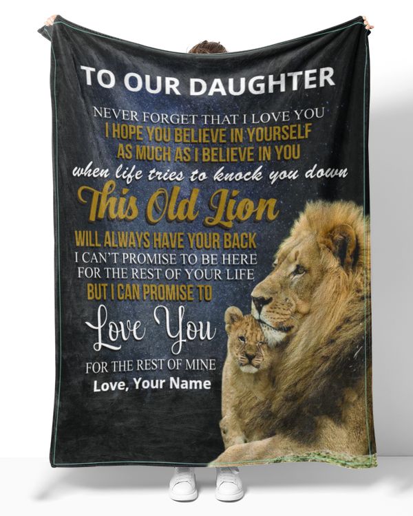 Personalized Custom To Our Daughter From Mom Dad Lion Love You Sherpa Fleece Blanket TTH