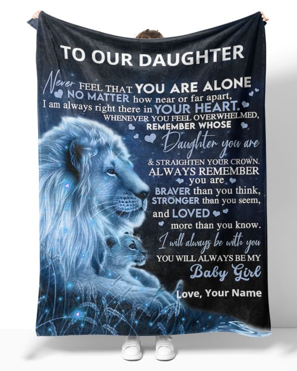 Personalized Custom To Our Daughter From Mom Dad Lion Sherpa Fleece Blanket TTH T828