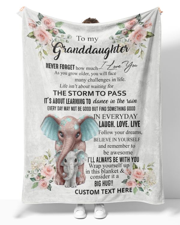 Personalized Custom To My Granddaughter Elephant Never Forget That I Love You Elephant Sherpa Fleece Blanket
