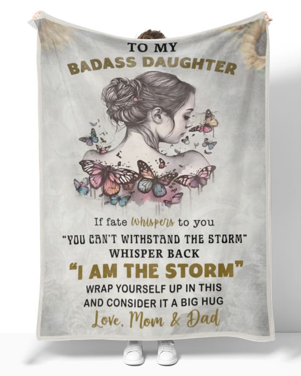 Personalized To My Badass Daughter Blanket T648