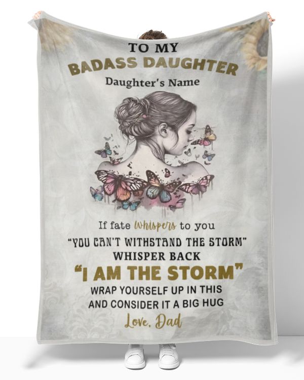 Personalized To My Badass Daughter Blanket T653